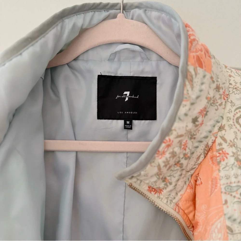 7 For All Mankind Quilted Patchwork Floral Paisley Bomber Jacket. - Picture 3 of 4